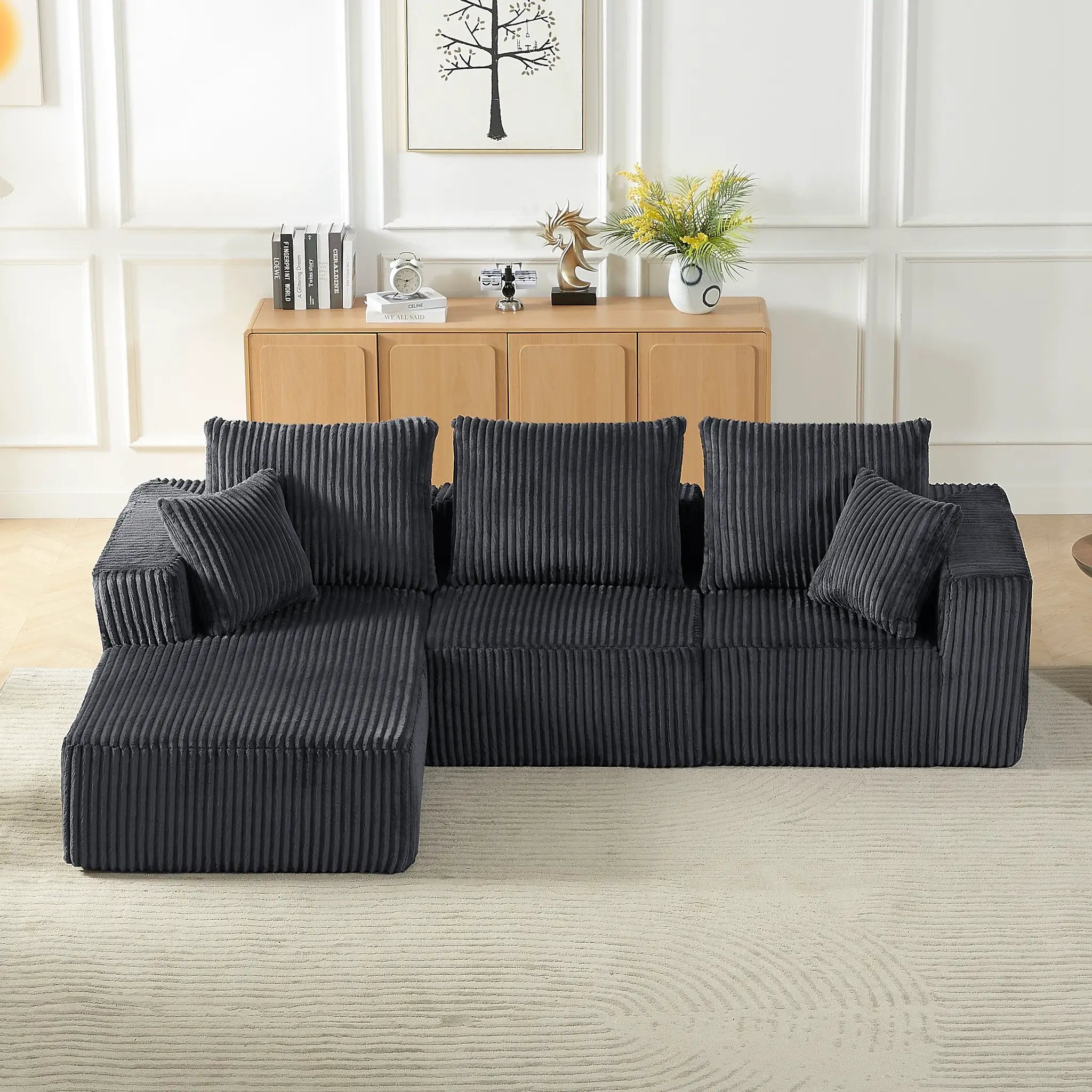 Modular Sectional Sofa - Modern Corduroy Cloud Couch by HouseOfZazla