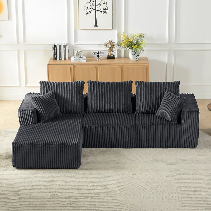 Modular Sectional Sofa - Modern Corduroy Cloud Couch by HouseOfZazla