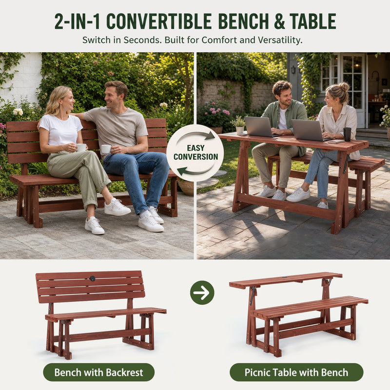 2-in-1 Convertible Bench Picnic Table by HouseOfZazla