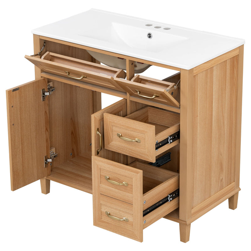 Bathroom Vanity With Sink, Soft Close Doors & Drawers - Wood by HouseOfZazla