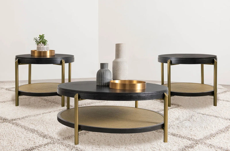 Arini 3-piece Round Coffee and End Table Set Black by Unique Piece Furniture