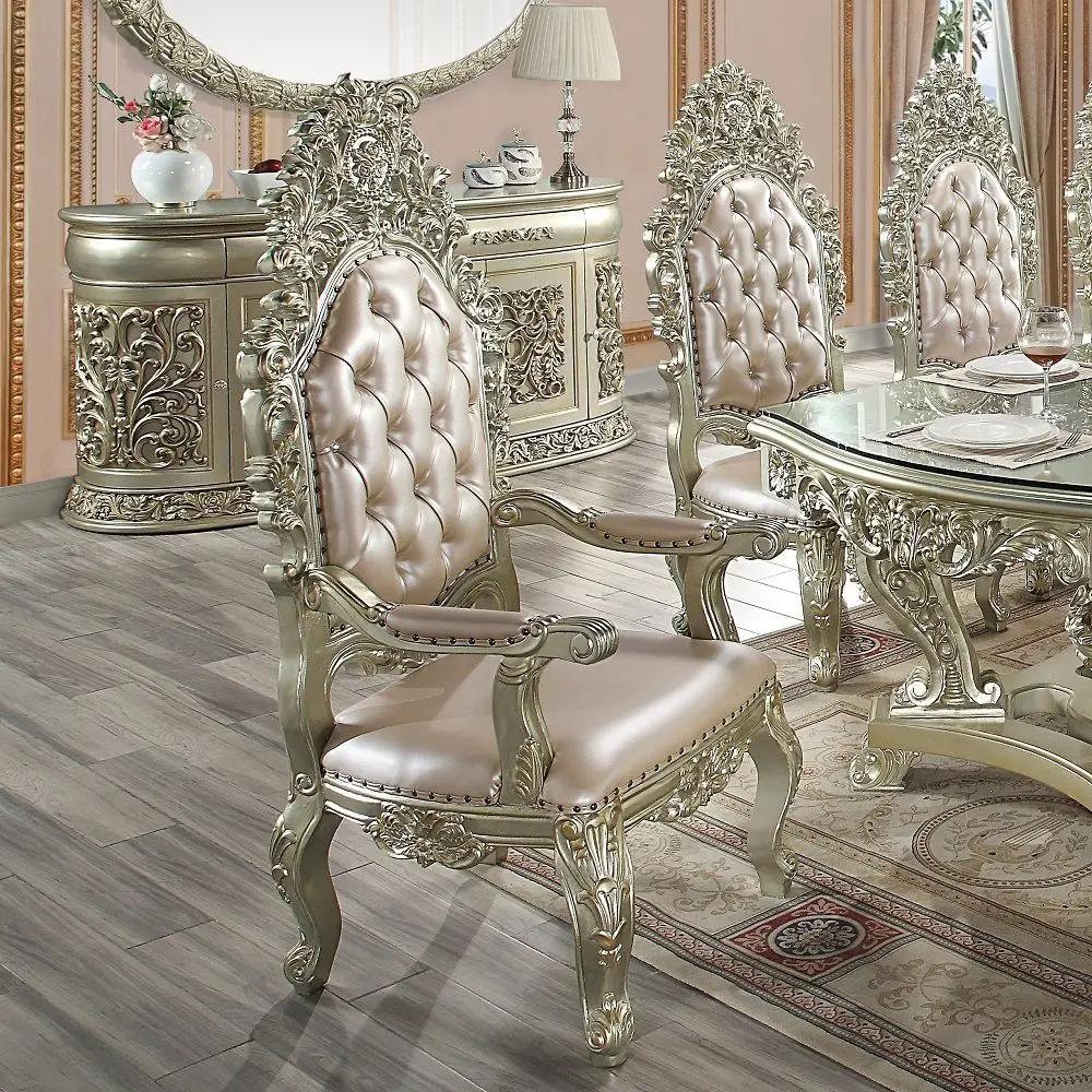 Sorina - Arm Chair (Set of 2) - Synthetic Leather & Antique Gold by Unique Piece Furniture