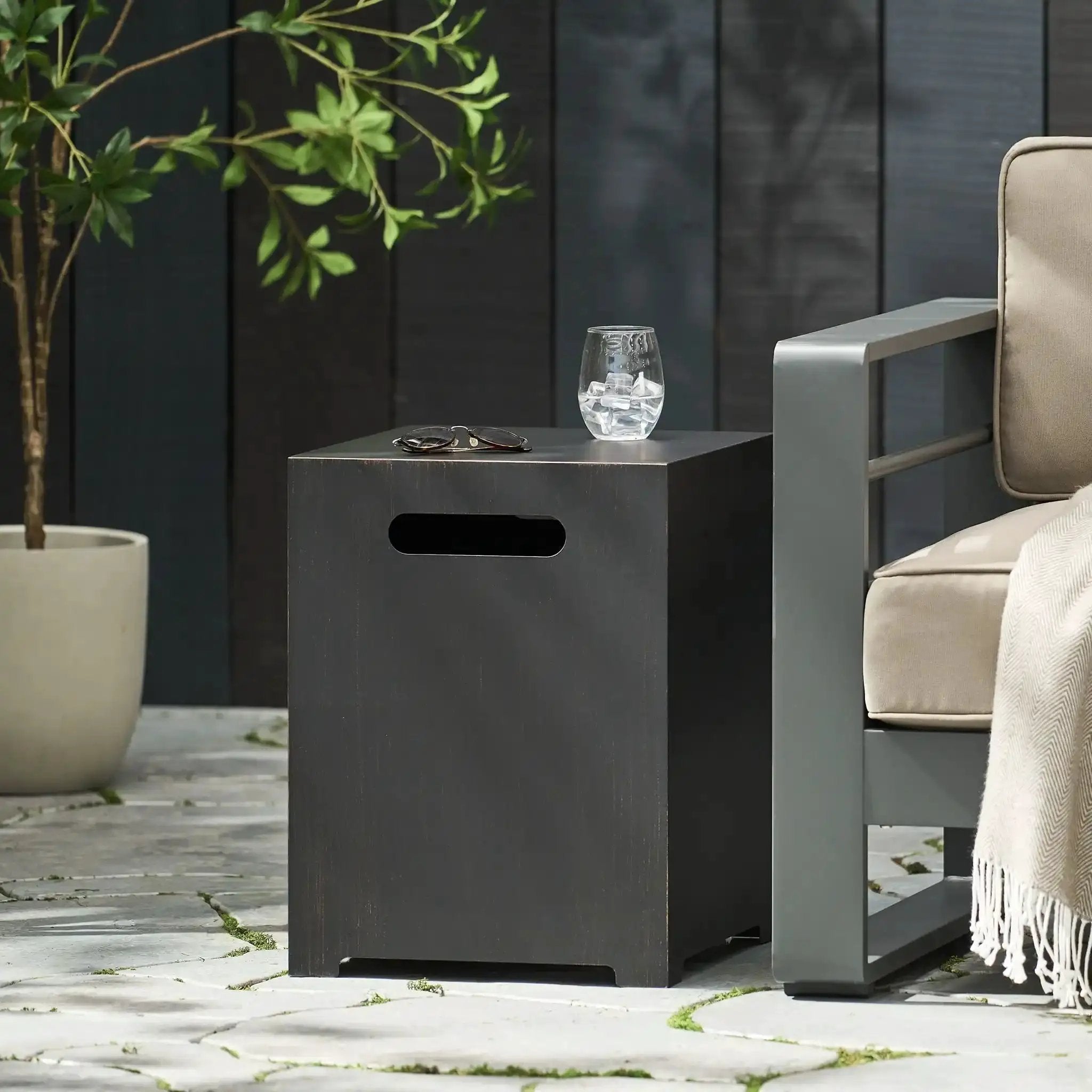 Modern Tank Holder Side Table With Powder Coated Frame by HouseOfZazla