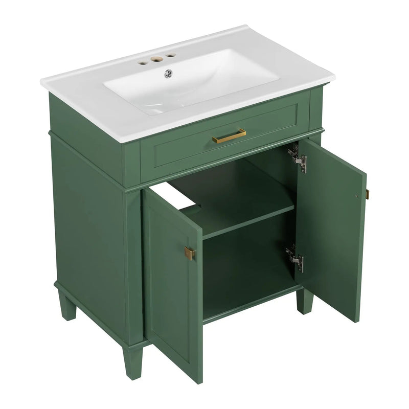Bathroom Vanity With Ceramic Basin, Soft Close Door And Adjustable Shelves by HouseOfZazla
