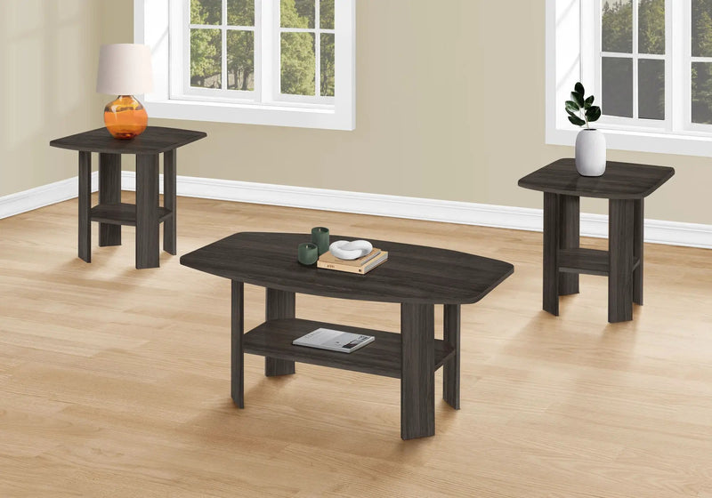 Table Set: Coffee, End, Side, Accent, Living Room, Transitional (Set of 3) - Oak by Unique Piece Furniture