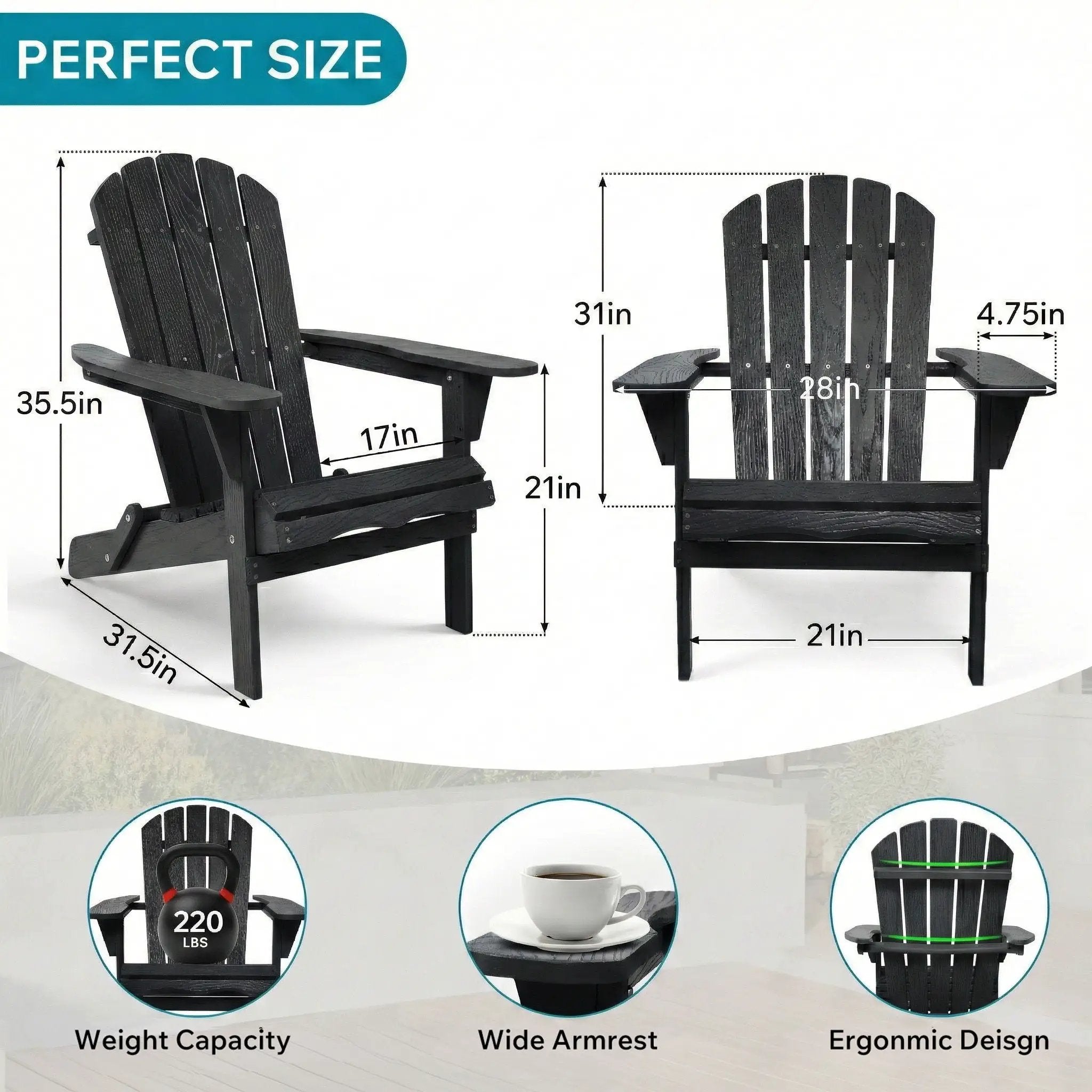 Folding Adirondack Lounge Chair With Embossed Grain Texture by HouseOfZazla