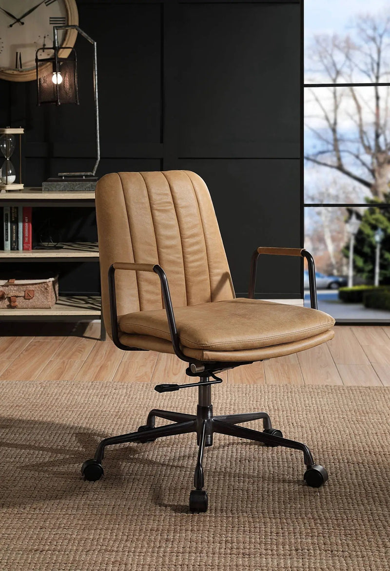 Eclarn - Top Grain Leather Office Chair - Brown by Unique Piece Furniture