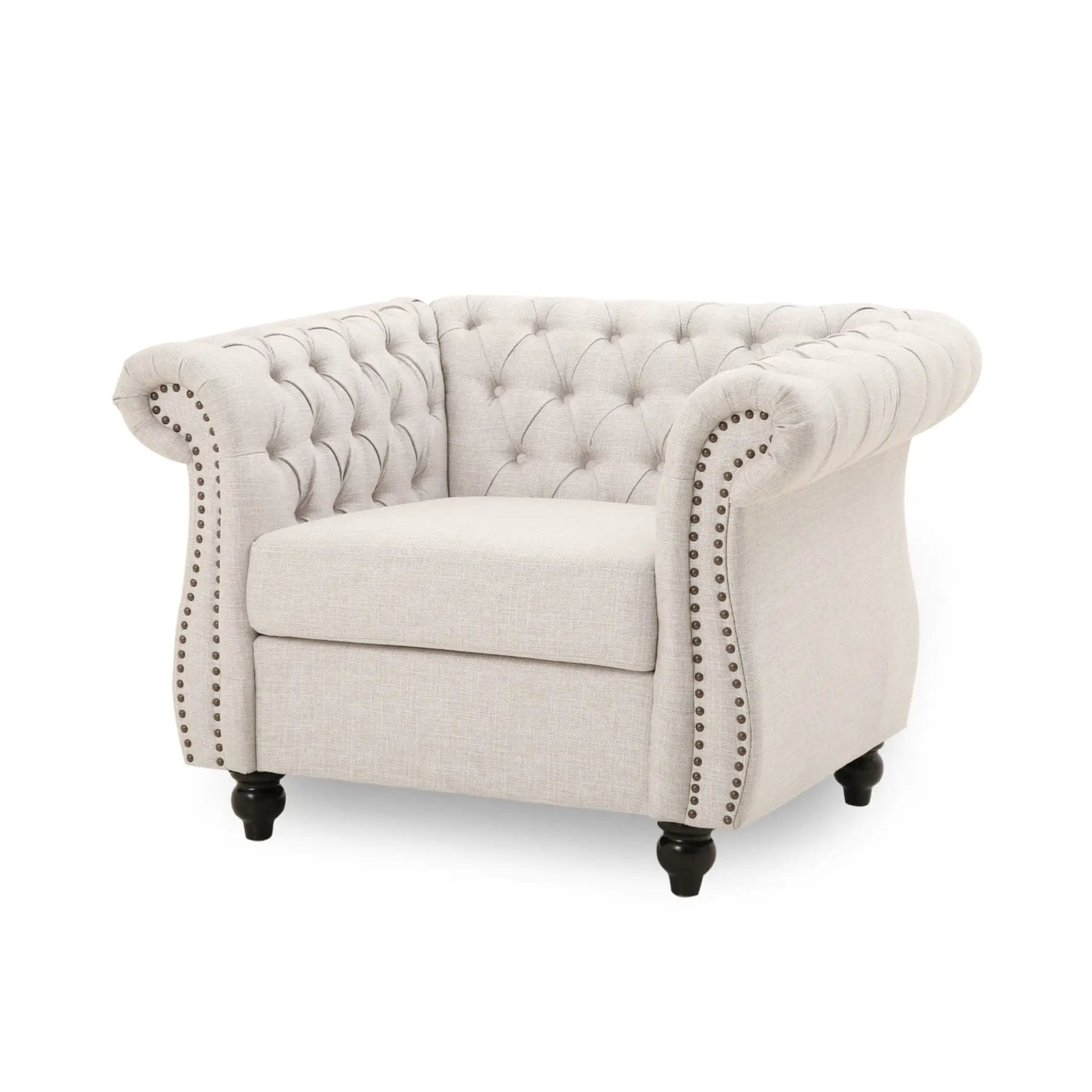 Nexuson Upholstered Chesterfield Chair With Deep Tufted And Nailhead Trim by HouseOfZazla