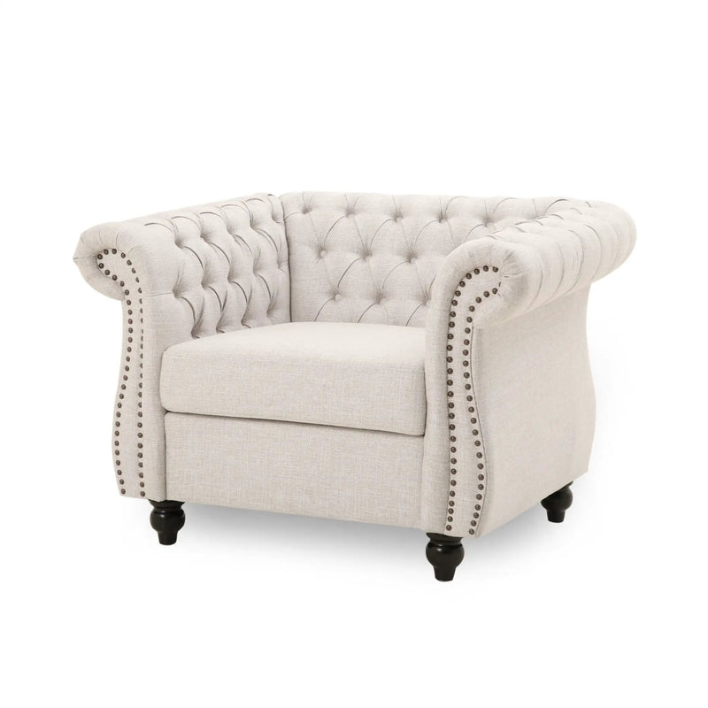 Nexuson Upholstered Chesterfield Chair With Deep Tufted And Nailhead Trim by HouseOfZazla