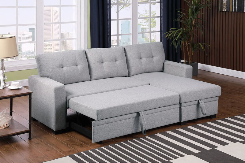 Upholstered Pull Out Sectional Sofa With Chaise by Unique Piece Furniture