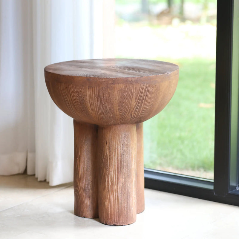 Iris Outdoor Patio Three-Legged Wood-Grain Side Table by HouseOfZazla
