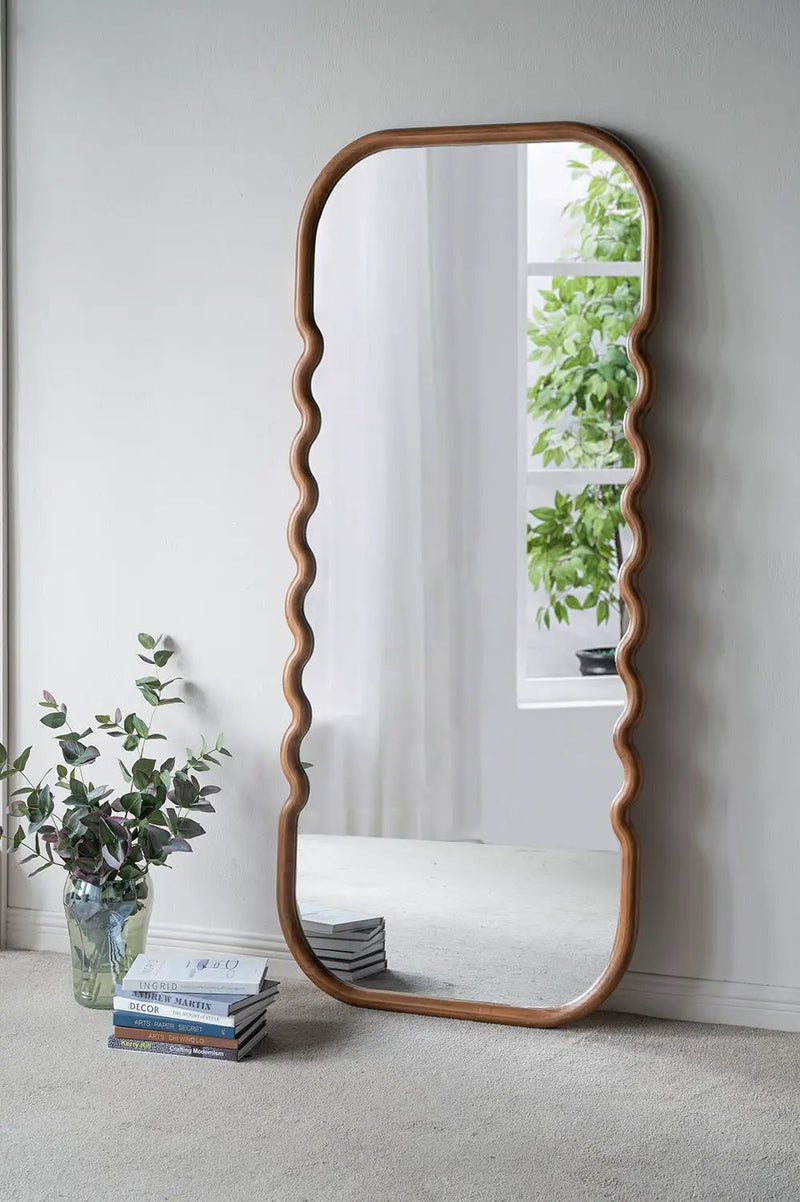 Oversized Wooden Floor Mirror With Unique Frame - Brown by Unique Piece Furniture