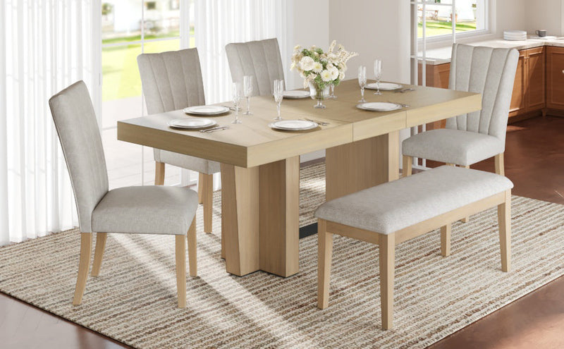 TOPMAX Farmhouse Extendable Wood Dining Table Set for 6 by HouseOfZazla