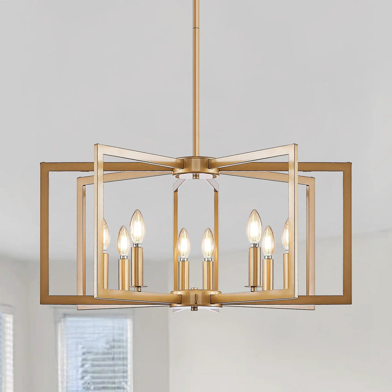 27' Modern Golden Geometric 8-Light Chandelier by HouseOfZazla