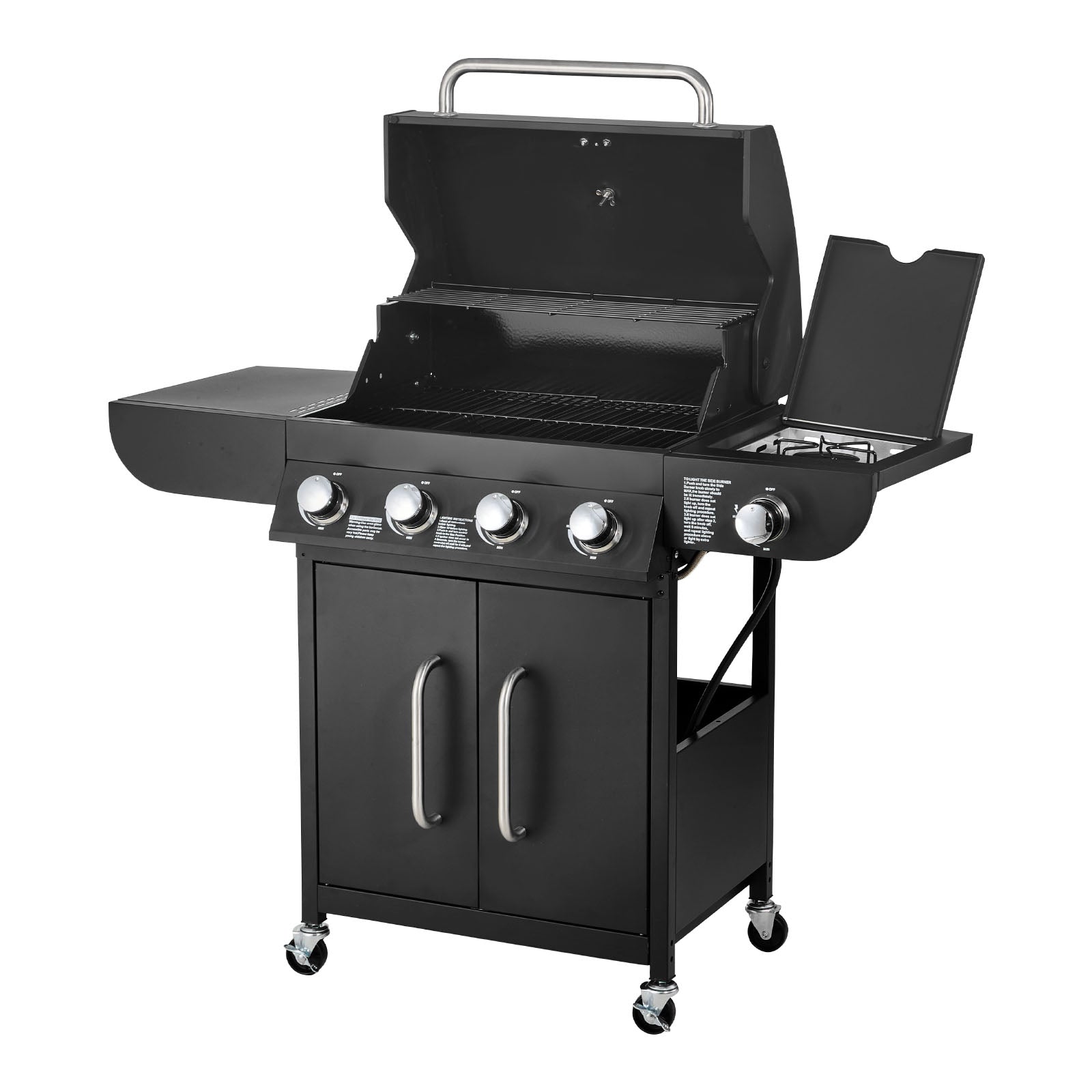 Gas Grill, 4 Burner Propane Gas Grill with Side Burner by HouseOfZazla