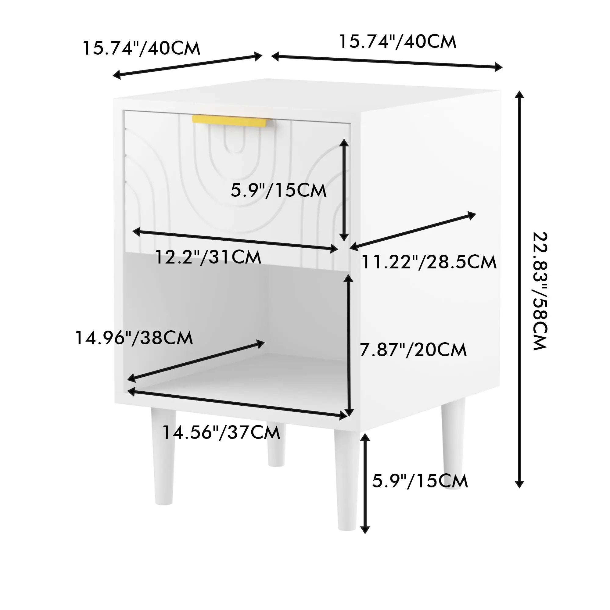 Nightstand With 1 Drawer And Open Shelf - White by HouseOfZazla