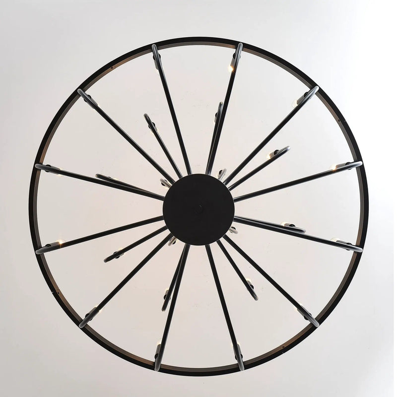 24 Light Chandelier Industrial Iron Candle Chandelier Modern Suspended Farmhouse Chandeliers Pendant Light Fixtures For Dining Room Bedroom Living Room Kitchen Island Foyer E12 Bulb (No Include) - Black by HouseOfZazla