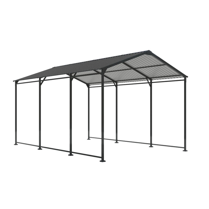 Metal Carport 10 5Ft Heavy Duty With Galvanized Steel Roof Metal Garage Canopy With Galvanized Steel Roof & Frame Car Tent Outdoor Storage Shed - Gray by HouseOfZazla