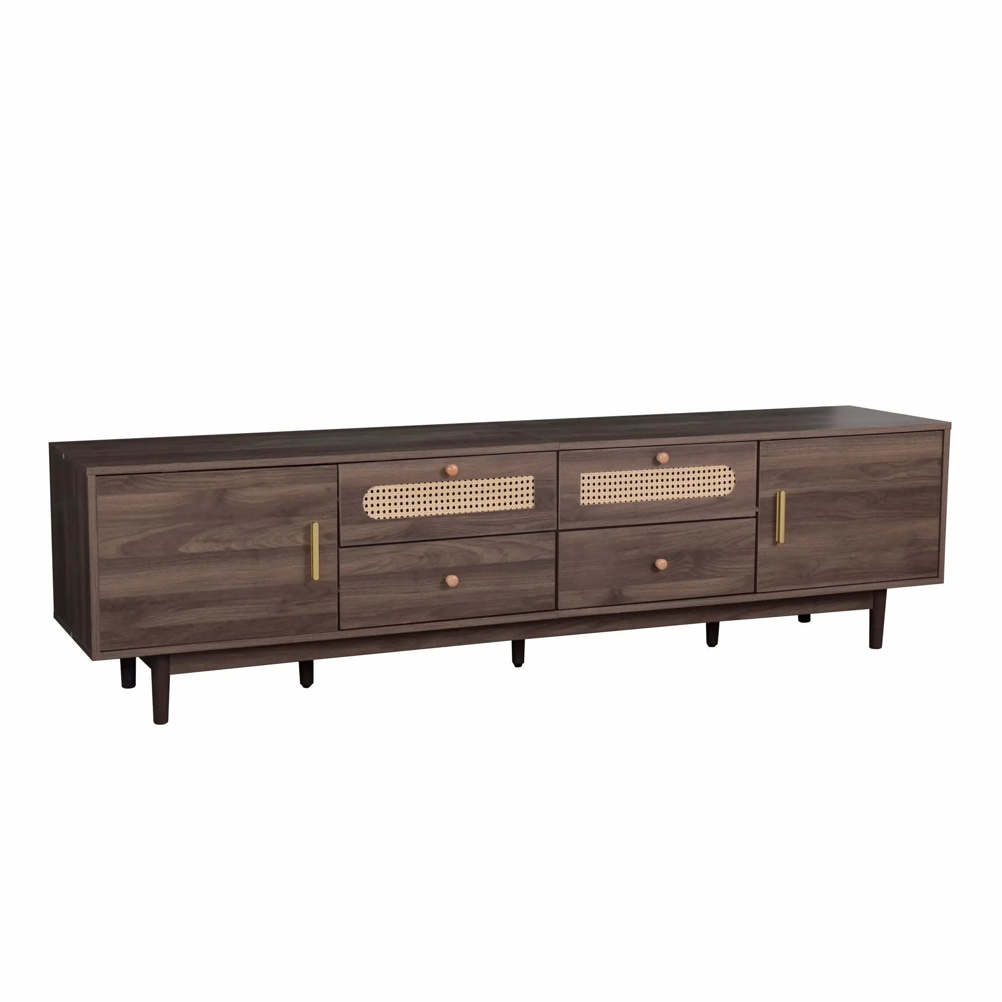 TV Stand With Drawers, Accent Entertainment Center For Living Room - Dark Brown by HouseOfZazla