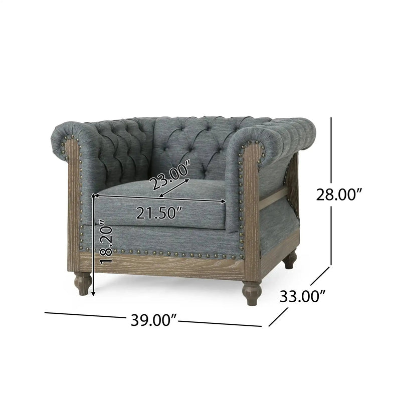 Fabric Upholstered Club Chair With Scrolled Tuxedo Arms by HouseOfZazla