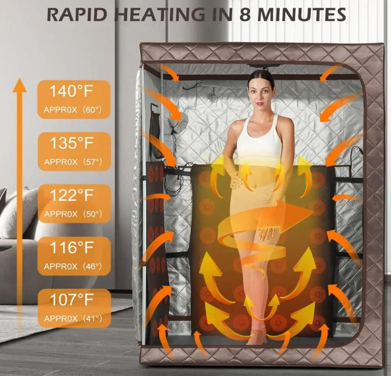 TaTalife Portable 1-2 Person Infrared Saunas for Home, Full Spectrum Infrared Sauna, Full Size Large Space Spa, 2 Portable Upgrade Chair, Oversize Full Body Home Sauna Spa for Relaxation & Detox by Selzalot