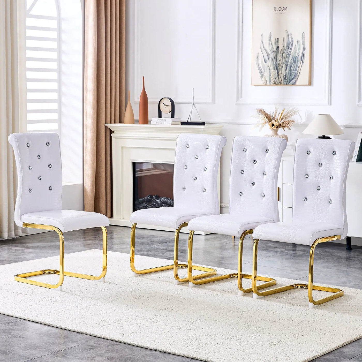 Elegant Design Alligator Skin Upholstered Dining Chairs by Unique Piece Furniture