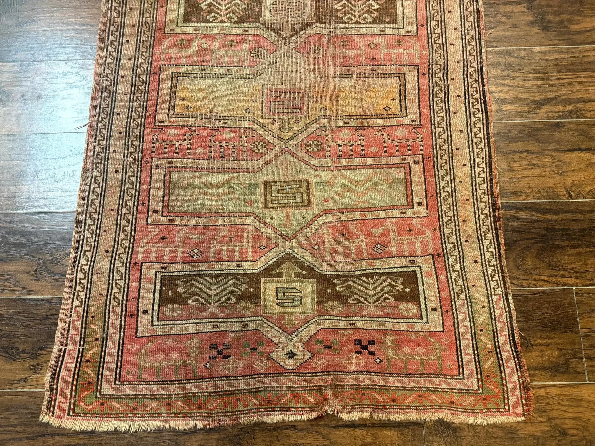 Antique Turkish Melas Rug 3x5, Geometric Carpet, 1920s Wool Rug, Bohemian Rug, Low Pile Rug, Tribal Rug by Jewel Rugs