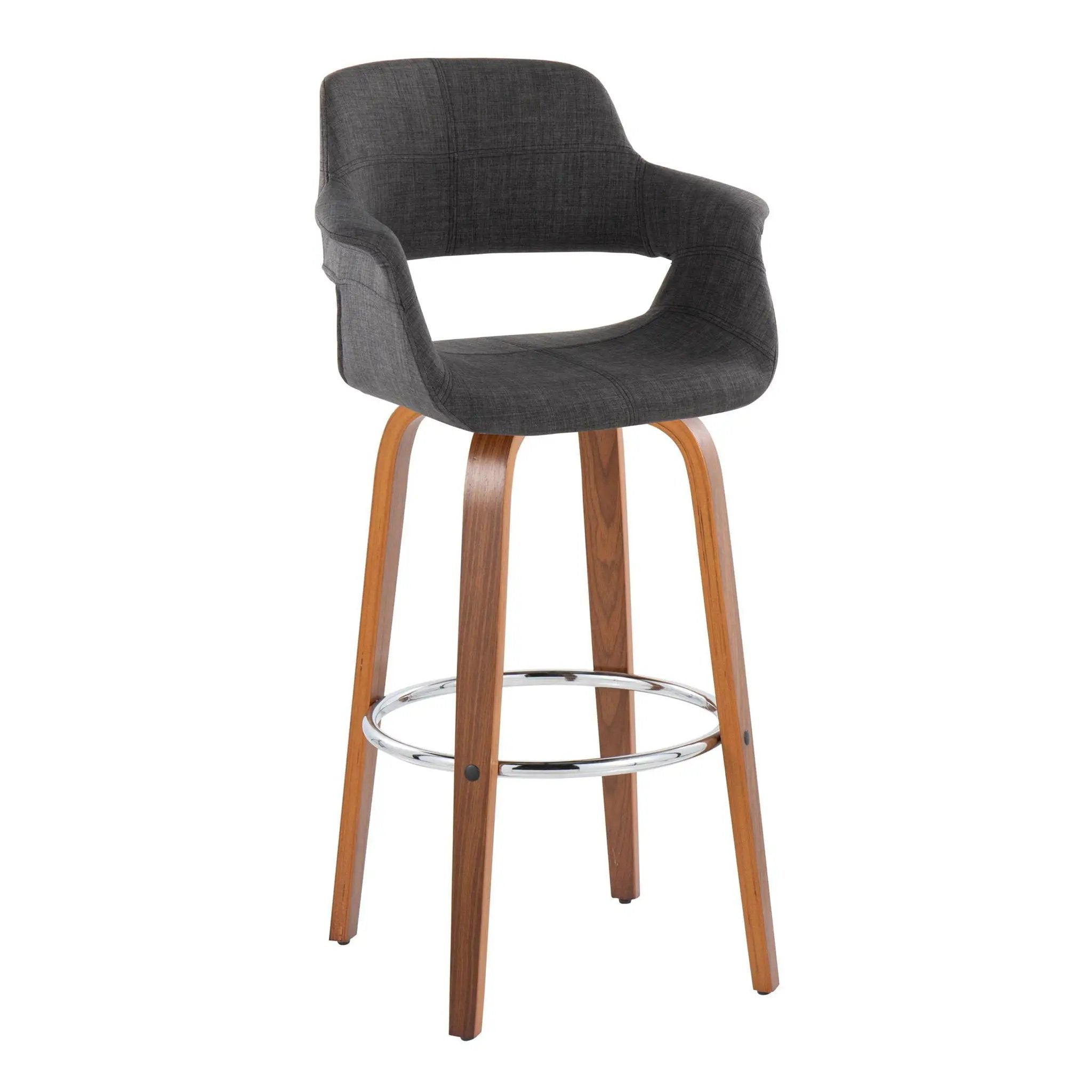 Vintage Flair - Mid Century Modern Fixed Height Barstool With Swivel & Round Footrest (Set of 2) by HouseOfZazla
