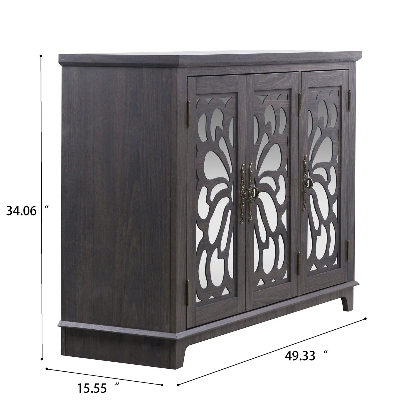 3 Door Mirrored Sideboard Cabinet With Adjustable Shelves by HouseOfZazla