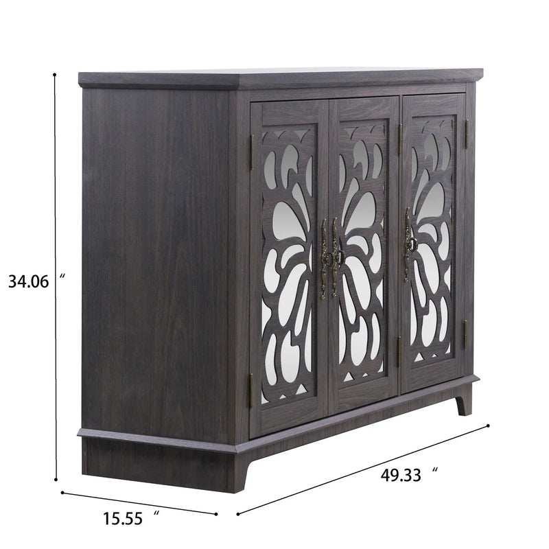 3 Door Mirrored Sideboard Cabinet With Adjustable Shelves by HouseOfZazla