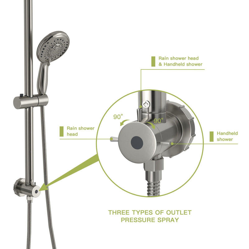 Shower System With 5 Function Rain Hand Shower And Slide Bar Combo by HouseOfZazla