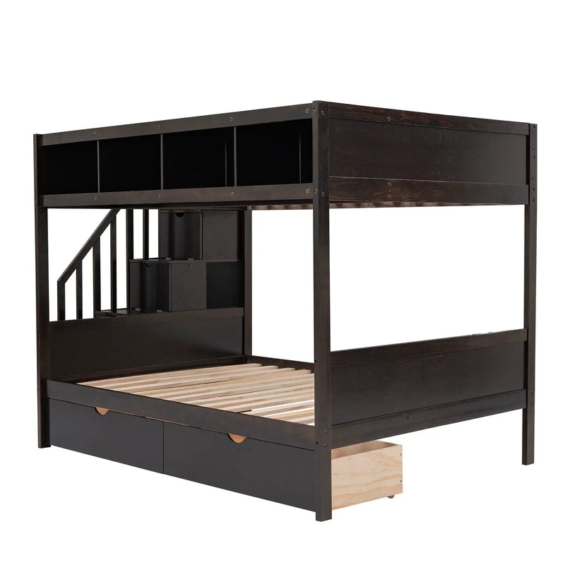 Bunk Bed With Shelfs, Storage Staircase And 2 Drawers by HouseOfZazla