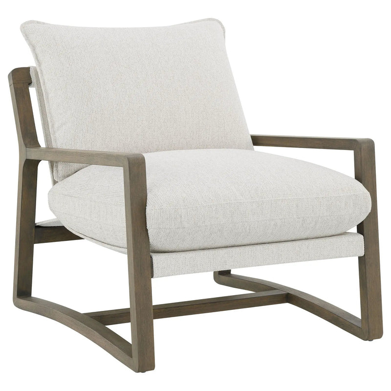 Geneva Boucle Upholstered Wood Arm Accent Chair Sand by Unique Piece Furniture