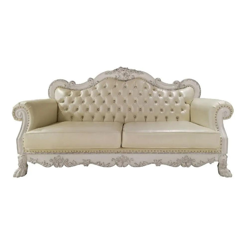 Dresden - Sofa With 4 Pillows - Synthetic Leather & Bone White by Unique Piece Furniture