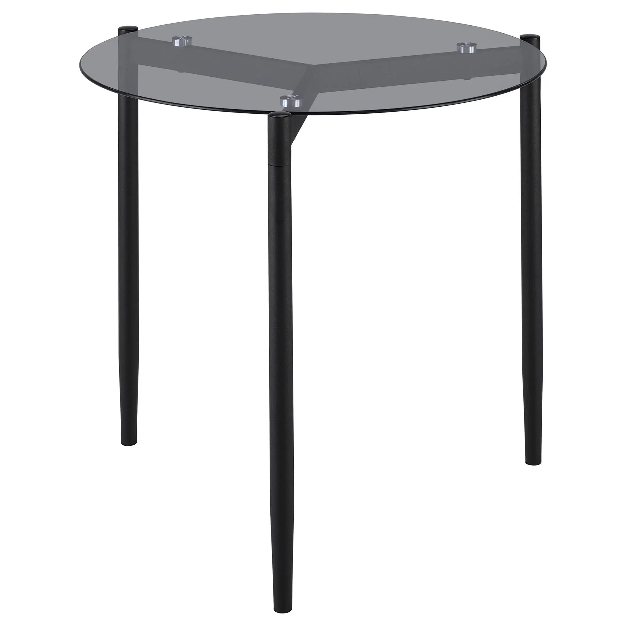 Rosalie Round Smoked Glass Top End Table Grey by Unique Piece Furniture