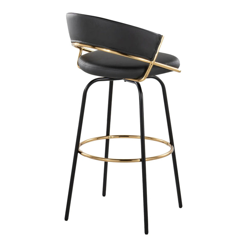 Jie - Fixed Height Contemporary Barstool With Swivel Round Footrest (Set of 2) by Unique Piece Furniture
