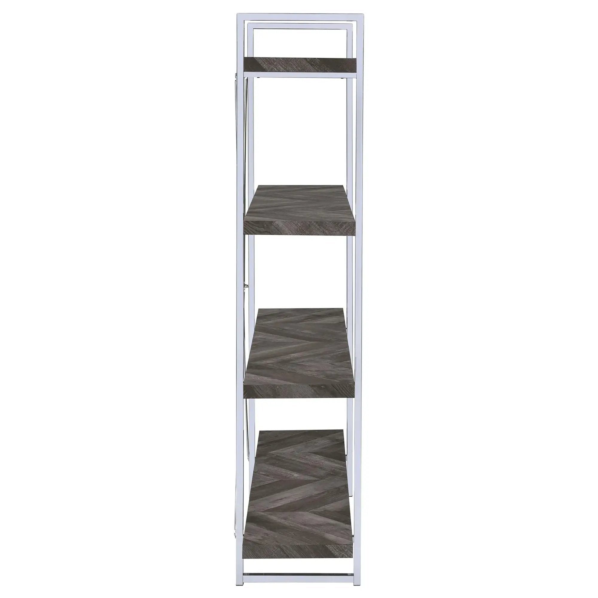 Herringbone - Bookcase With Full Length Shelf - Gray