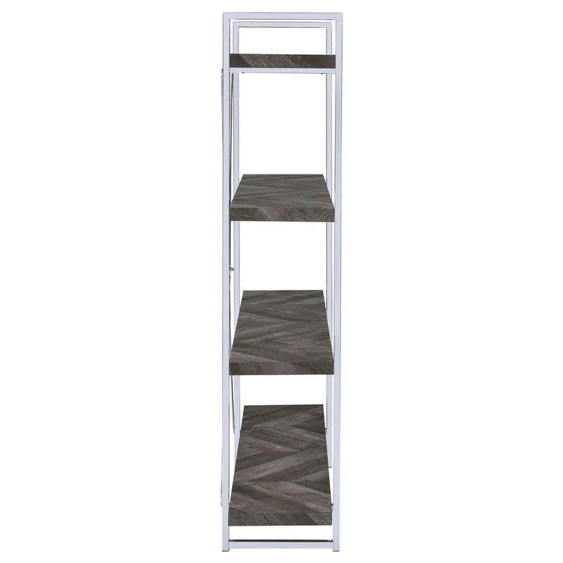 Herringbone - Bookcase With Full Length Shelf - Gray