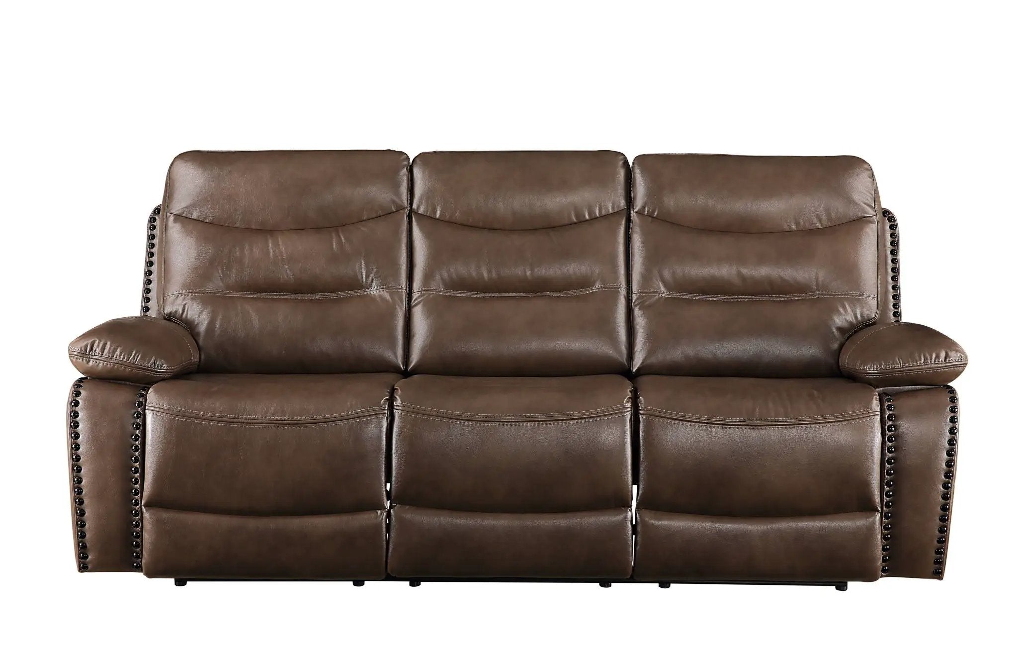 Aashi - Leather Gel Match 3 Piece Recliner Living Room Set - Brown by Unique Piece Furniture