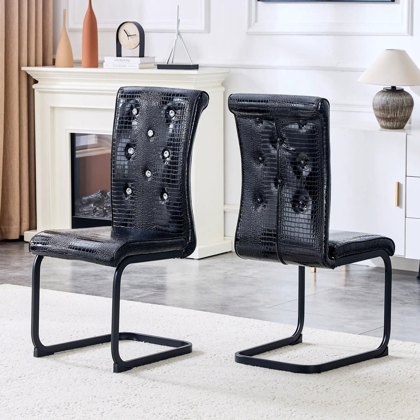 Alligator Skin Upholstered Dining Chairs by Unique Piece Furniture