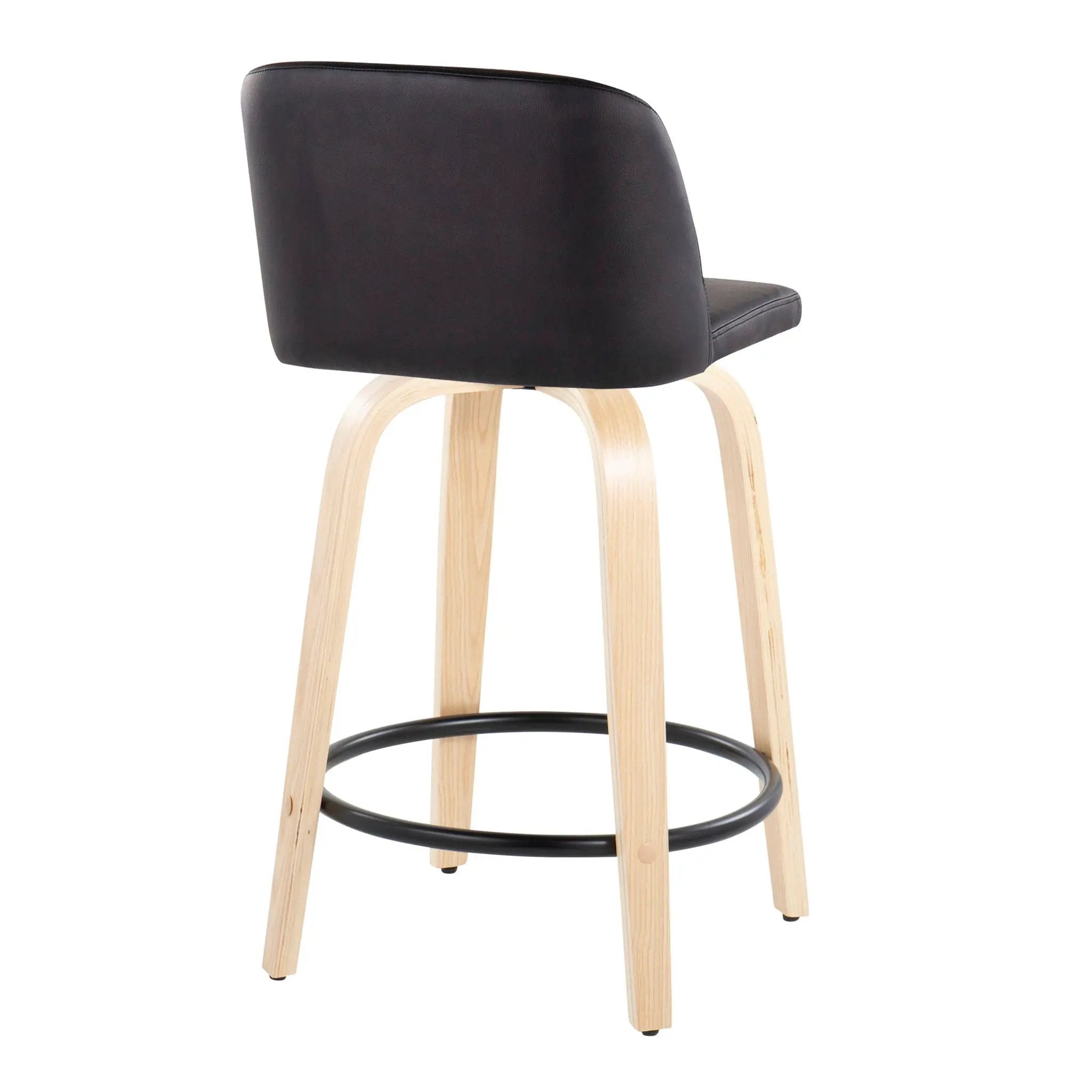Toriano - Contemporary, Fixed Height Counter Stool With Swivel And Round Footrest (Set of 2) by HouseOfZazla