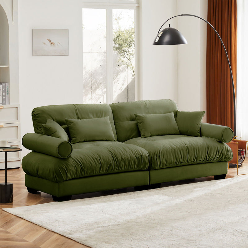 Modern Sofa With Bolstered Armrests And Pillows by Unique Piece Furniture