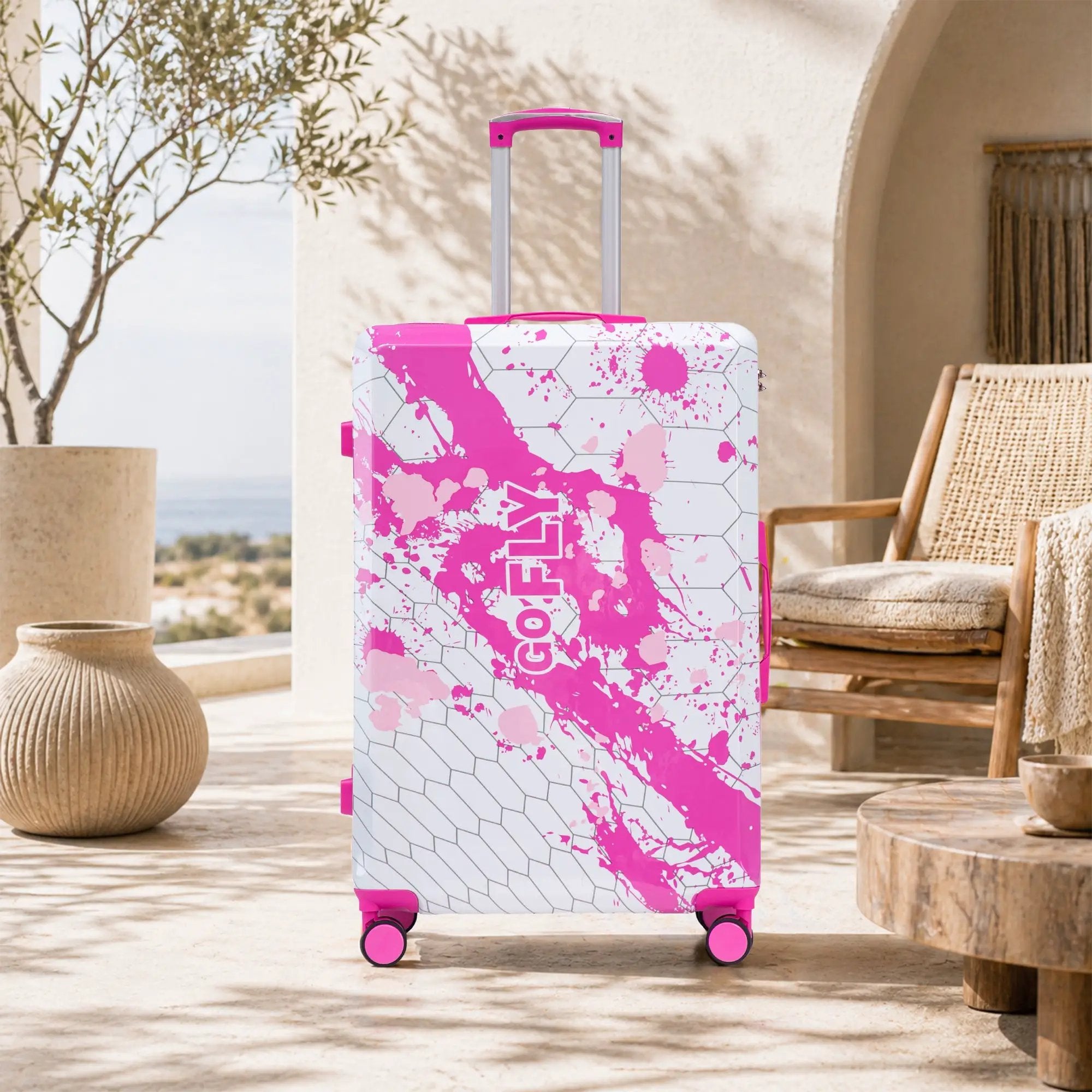28 Inch PC Spinner Wheel Luggage - Pink by HouseOfZazla