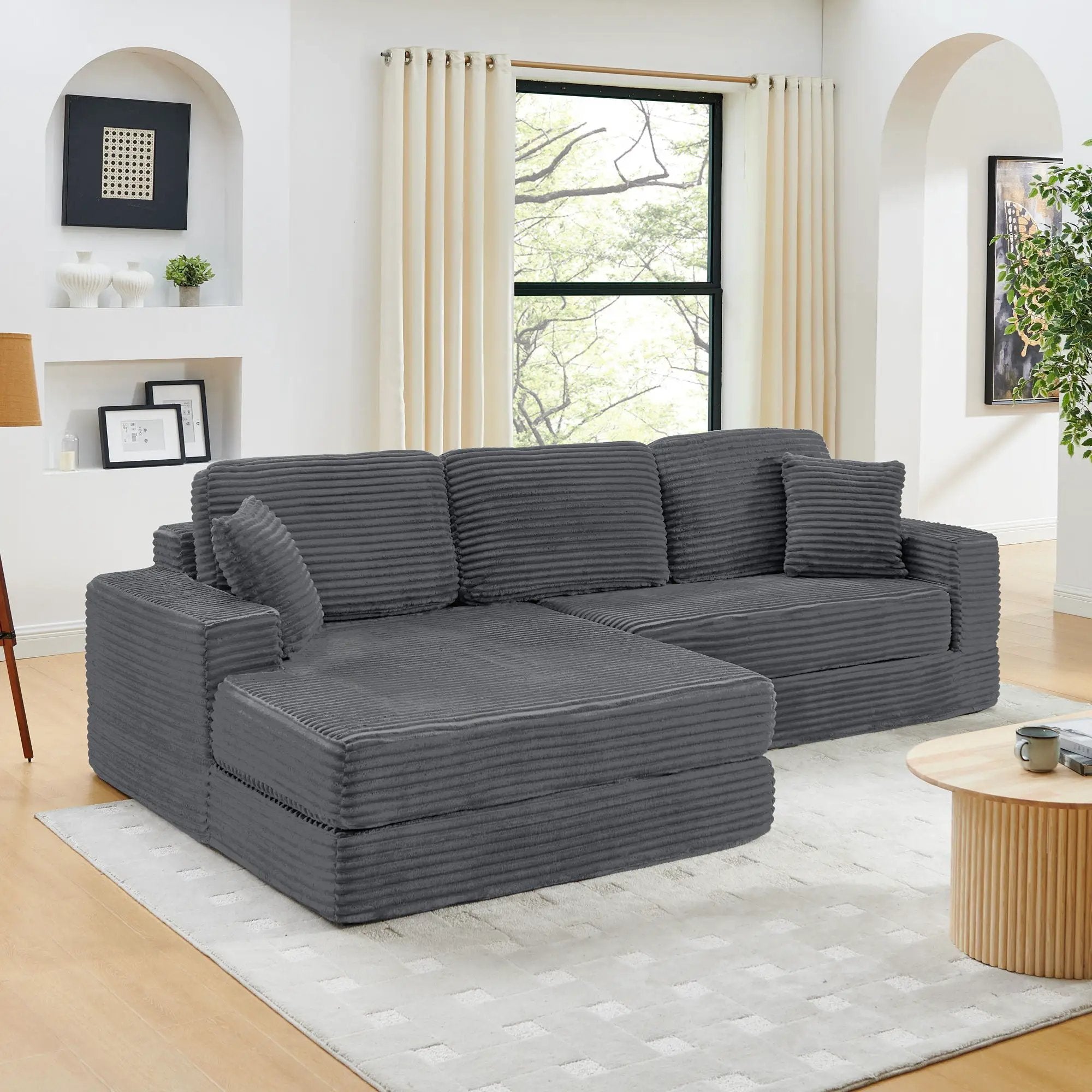 Modern Minimalist L Shape Modular Sectional Sofa, Couch by Unique Piece Furniture