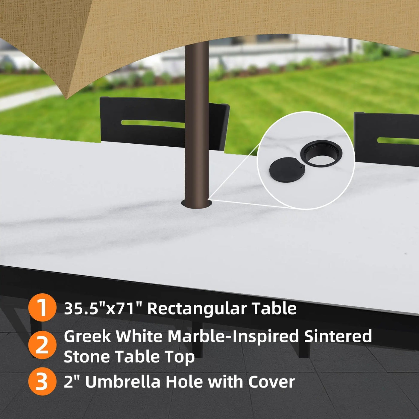 Outdoor Modern Patio Dining Table, Post Tapered Legs, Weatherproof & Rust Free by HouseOfZazla