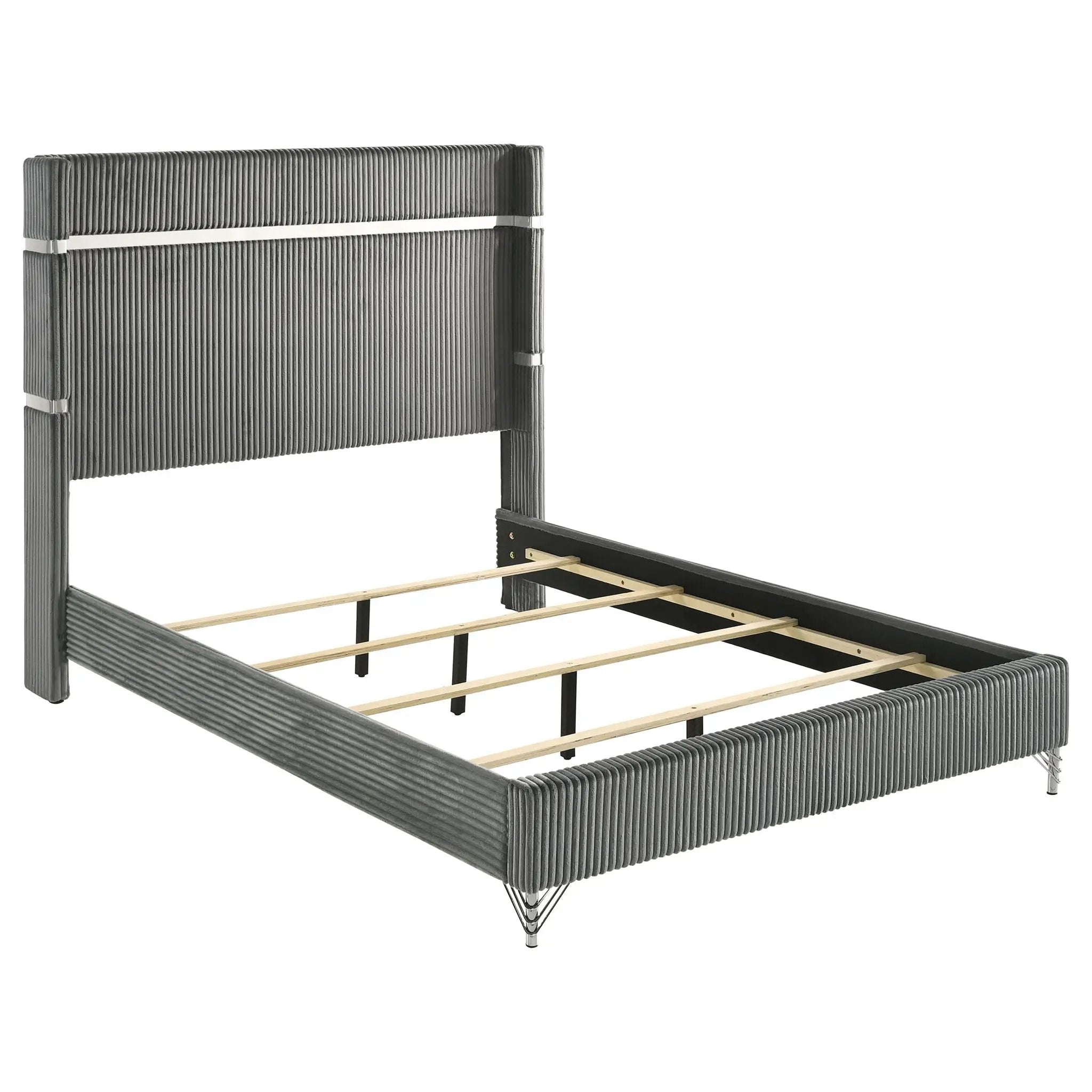 Lucia 61-inch Upholstered Queen Wingback Bed Grey by Unique Piece Furniture