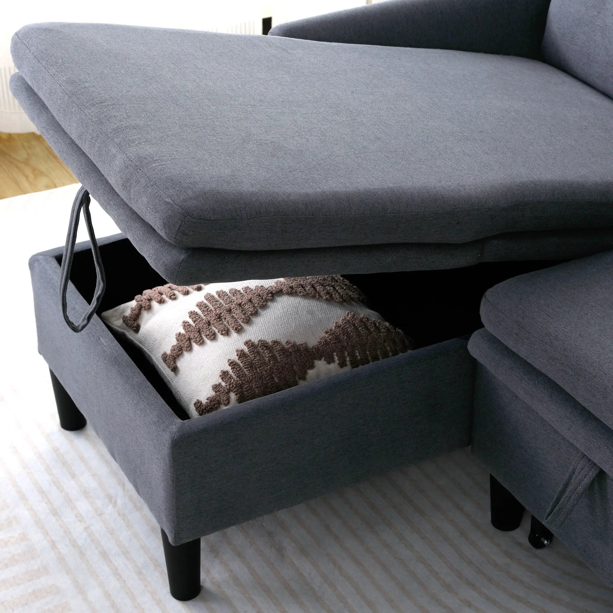 L-Shaped Reversible Chaise Sectional Sofa With Storage by Unique Piece Furniture