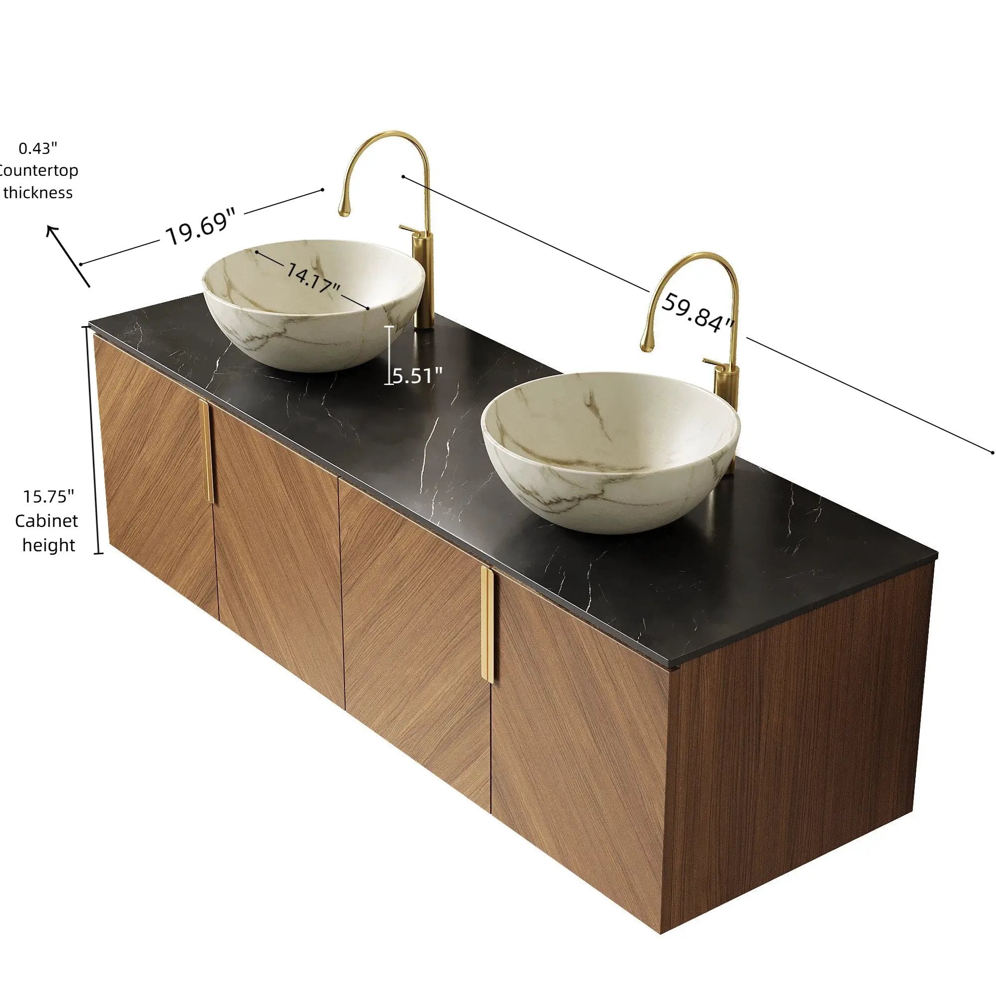 ARAI 60" Bathroom Vanity & Sinks by HouseOfZazla