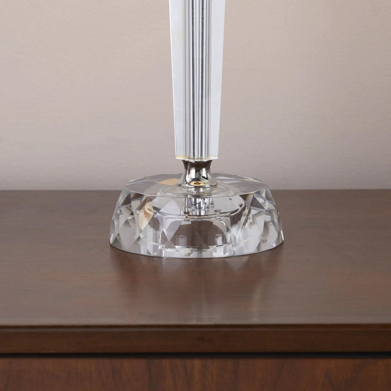 Diamond - Torch Contemporary Crystal Table Lamp (Set of 2) - Clear / Off White / Polished Nickel by HouseOfZazla