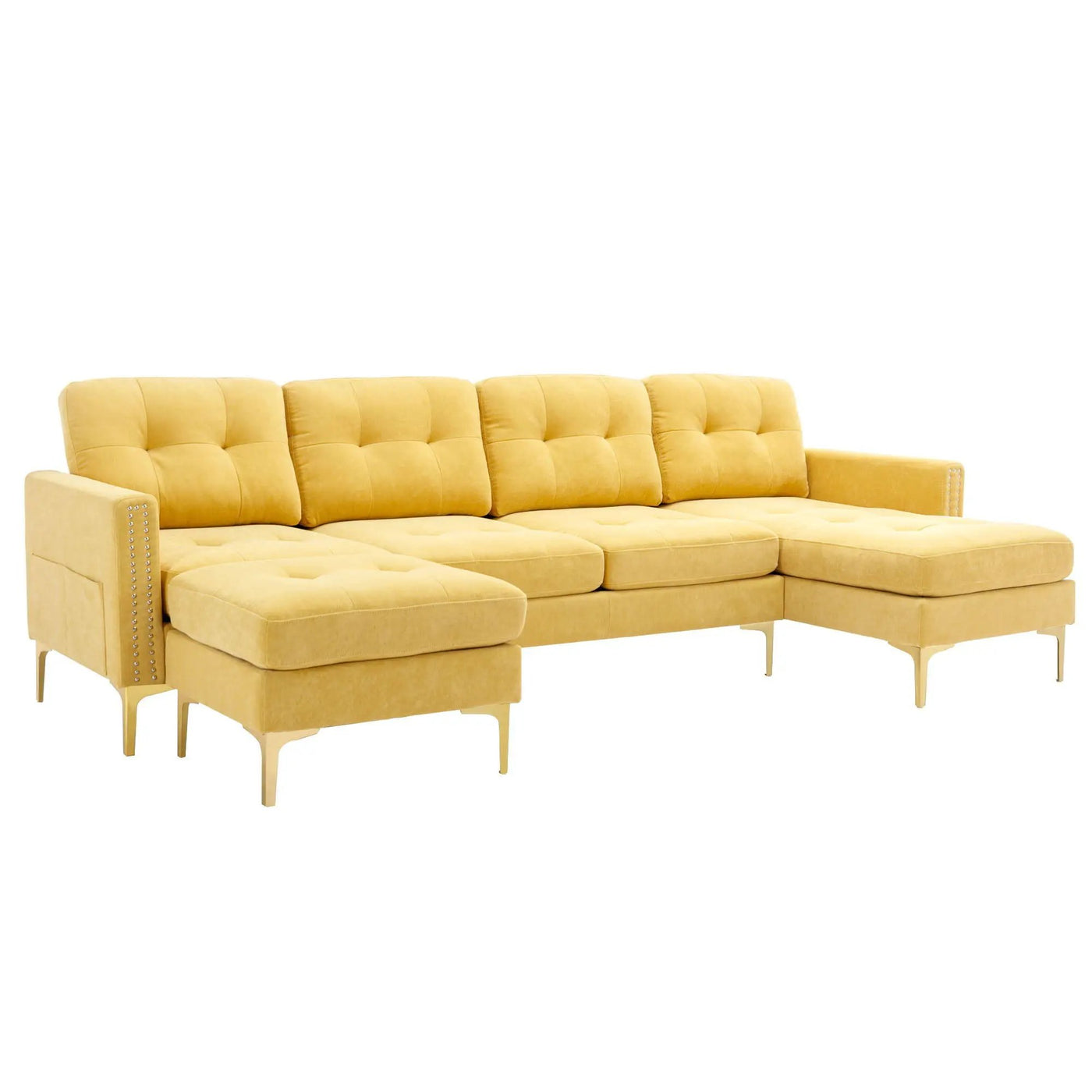 Modern L - Shape Convertible Sectional Sofa With Movable Ottoman by HouseOfZazla